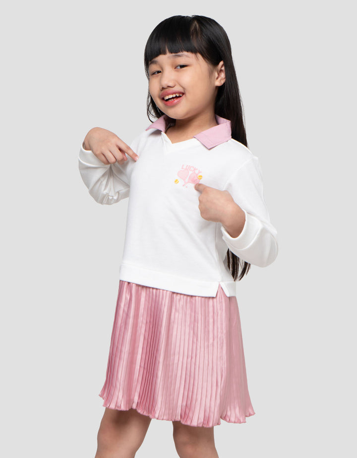 Little M Pleats Champion League Midi Dress Anak Perempuan