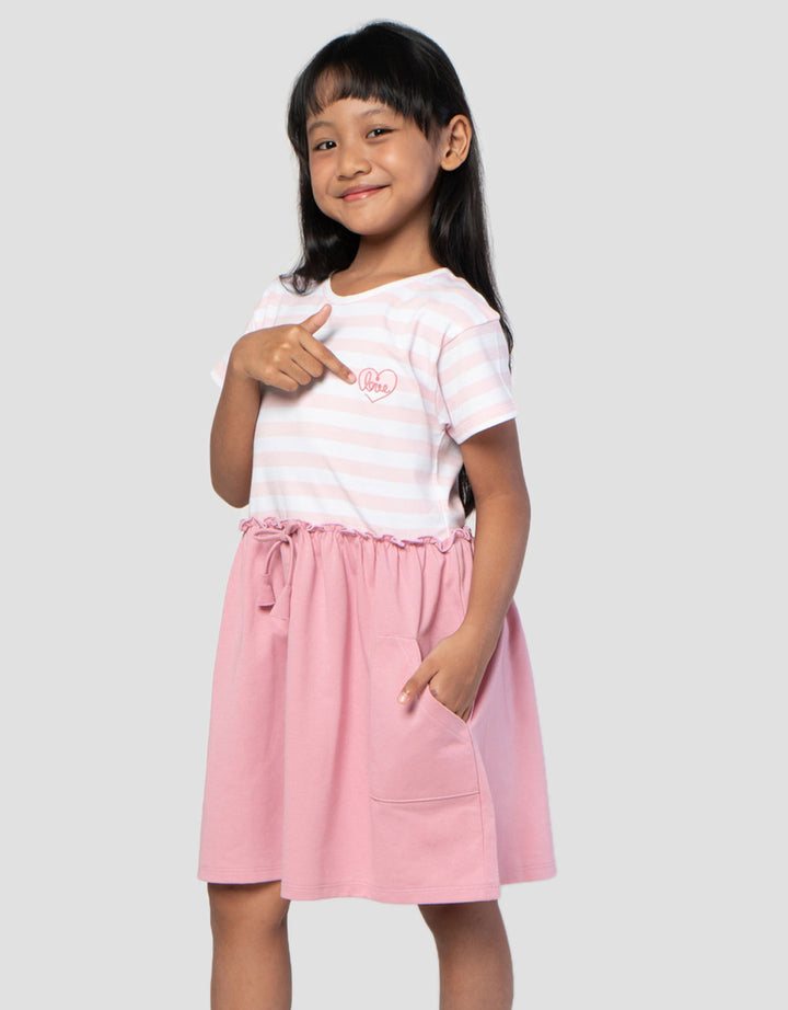Little M Kombi Stripe Midi Dress Anak Perempuan