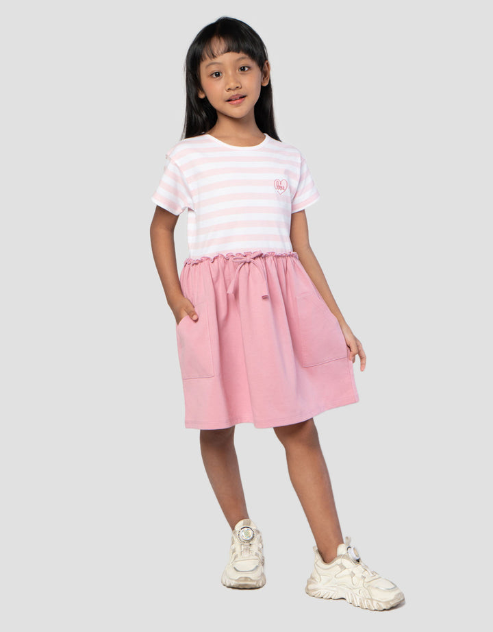 Little M Kombi Stripe Midi Dress Anak Perempuan