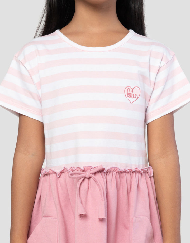 Little M Kombi Stripe Midi Dress Anak Perempuan