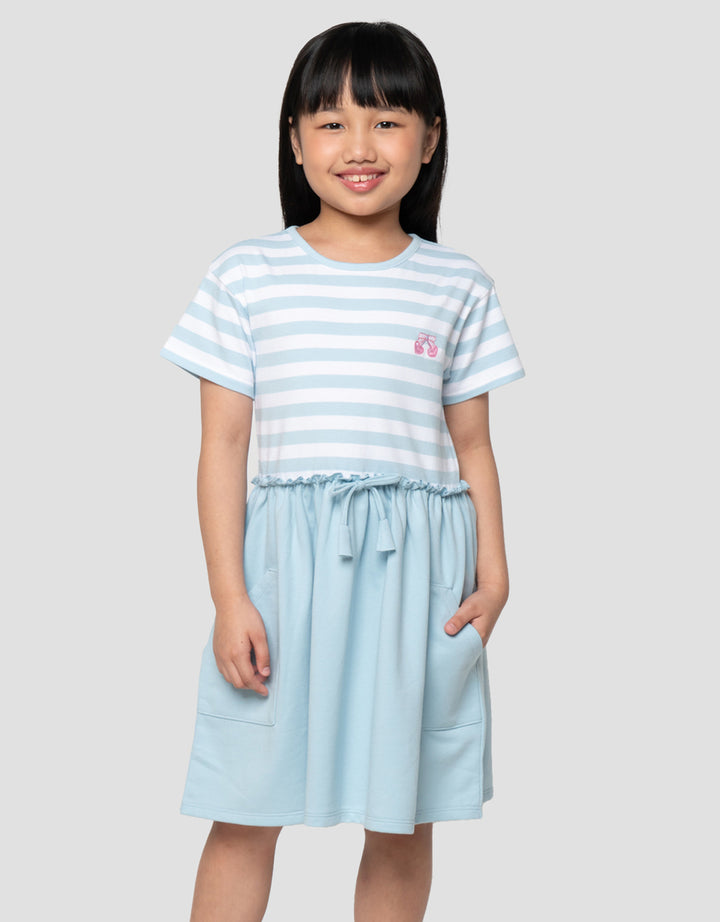 Little M Kombi Stripe Midi Dress Anak Perempuan