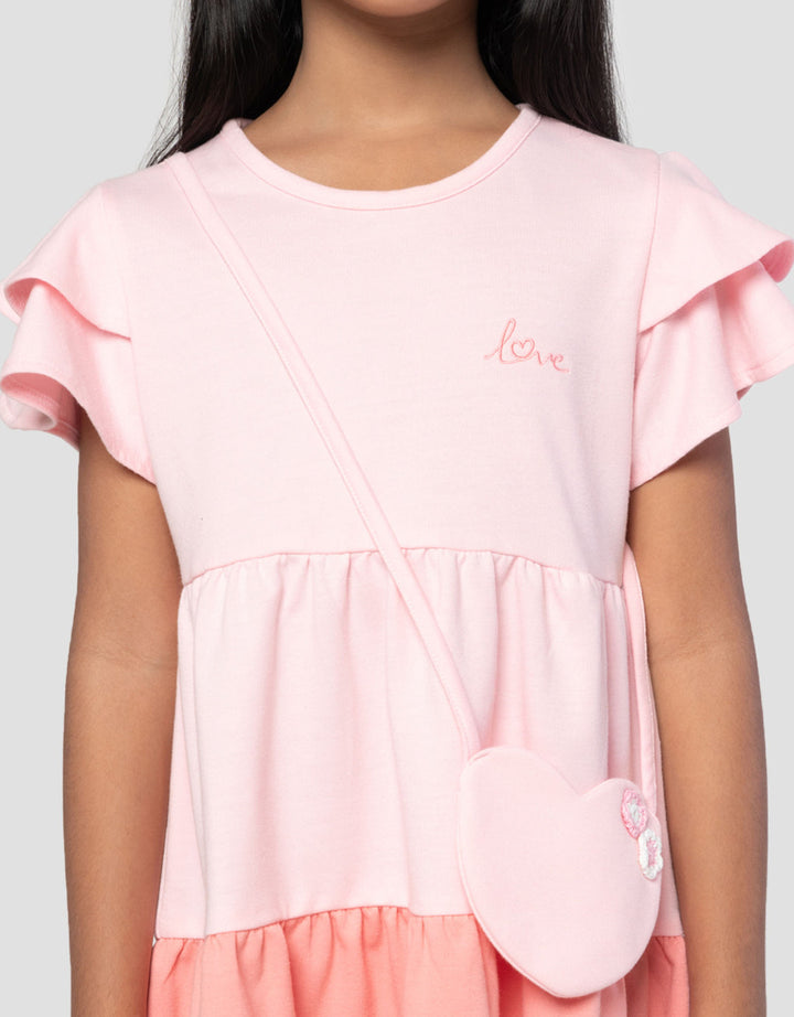 Little M Tas Heart Midi Dress Anak Perempuan