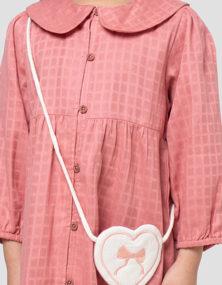 Little M Kerah Woven Tas Dress Anak Perempuan