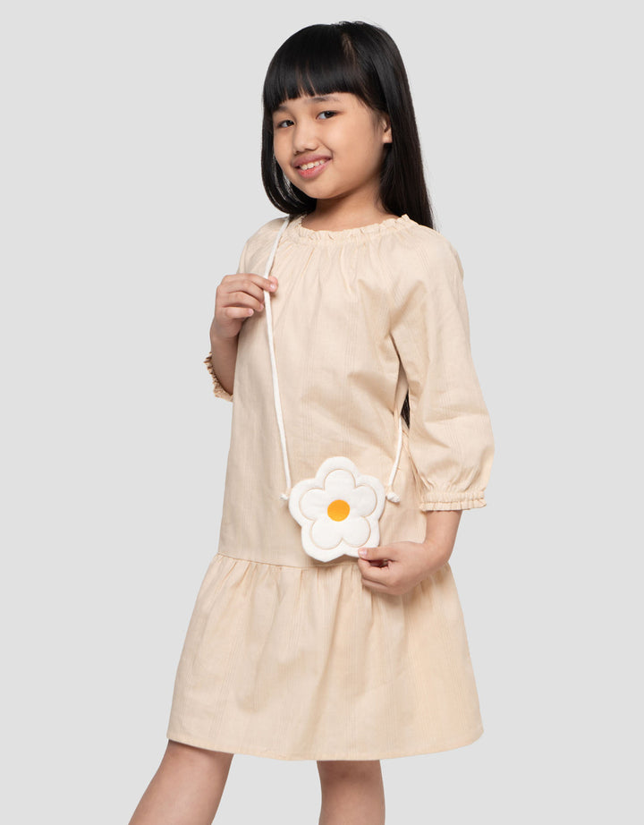 Little M Kerah Woven Tas Midi Dress Anak Perempuan