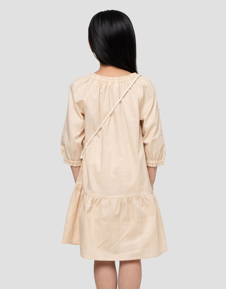 Little M Kerah Woven Tas Midi Dress Anak Perempuan