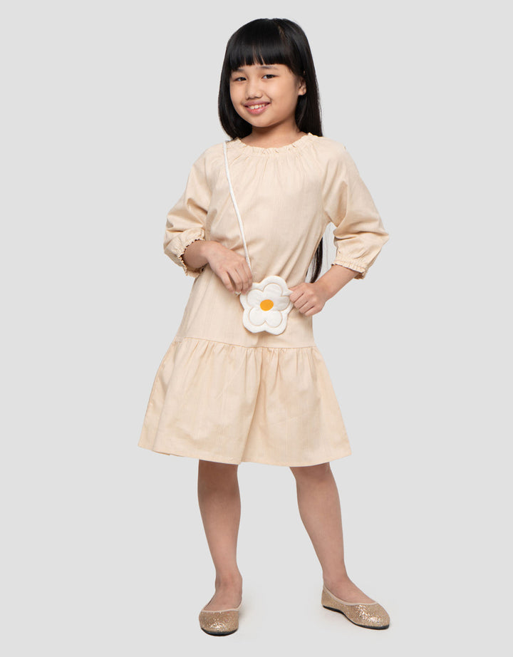 Little M Kerah Woven Tas Midi Dress Anak Perempuan