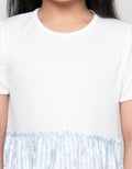 Little M Rib Kombi Woven Stripe Flower Dress Anak Perempuan