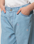 Little M Aop Bordir Flower Celana Denim Anak Perempuan