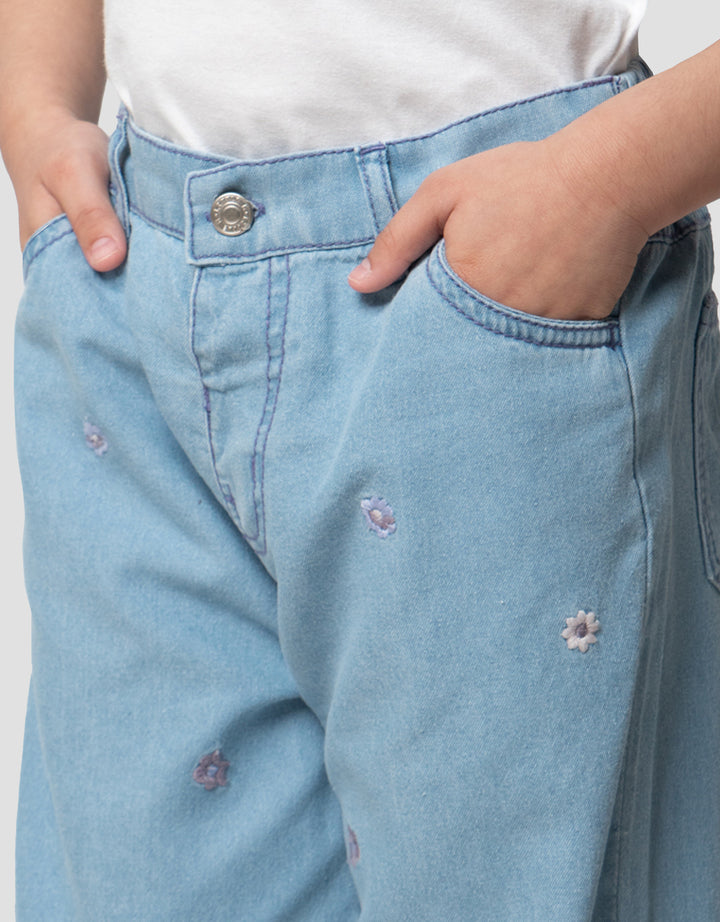 Little M Aop Bordir Flower Celana Denim Anak Perempuan