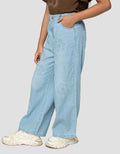 Little M Wide Leg Patch Bunga Celana Anak Perempuan