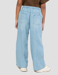 Little M Wide Leg Patch Bunga Celana Anak Perempuan