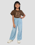 Little M Wide Leg Patch Bunga Celana Anak Perempuan