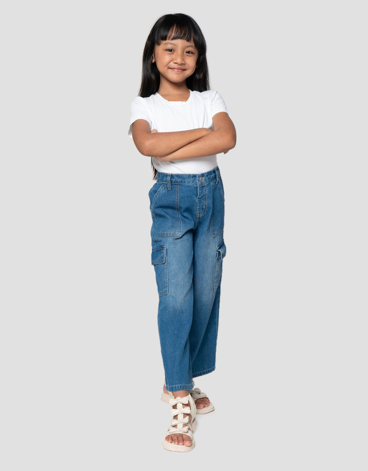 Little M Cargo Celana Denim Anak Perempuan