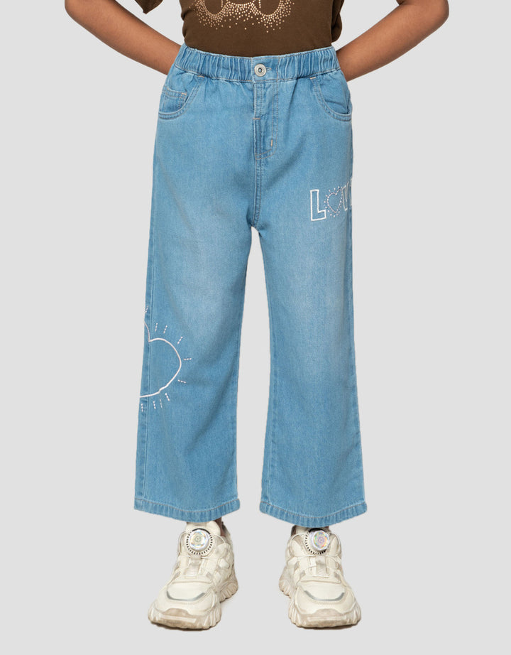 Little M Bordir Love Celana Denim Anak Perempuan
