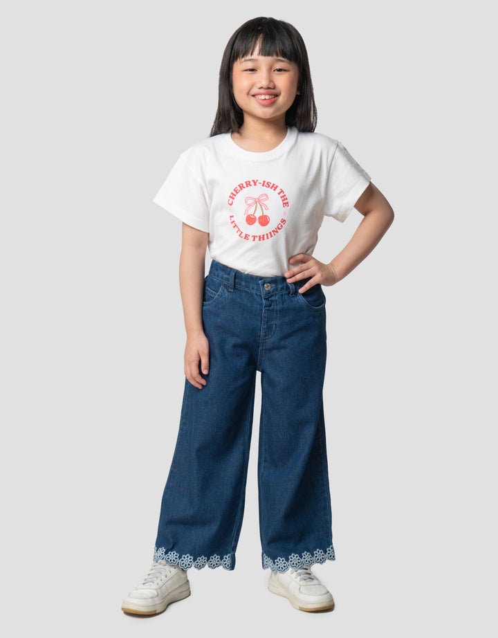 Little M 7Per8 Bordir Ankle Celana Denim Anak Perempuan