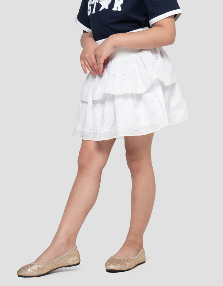 Little M Tier Woven Embro Rok Anak Perempuan