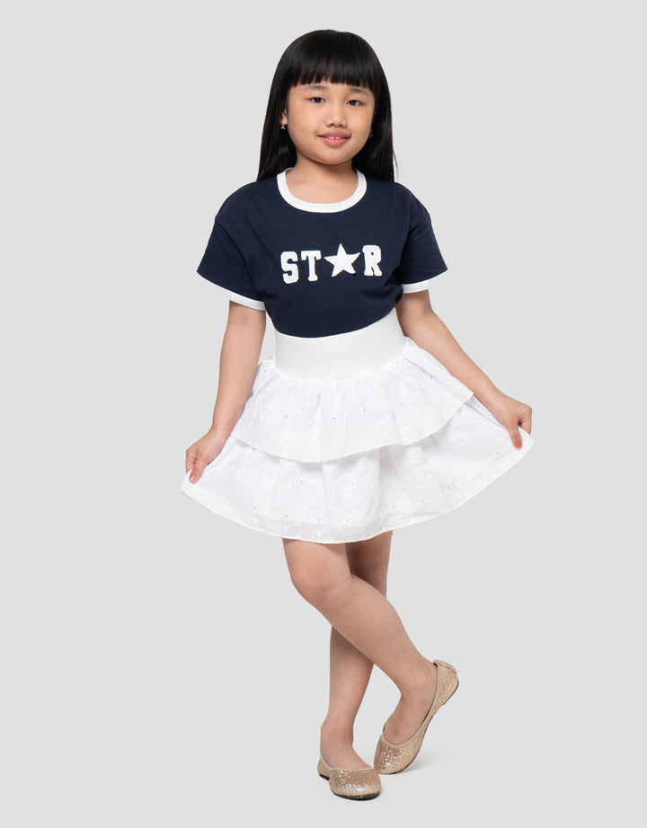 Little M Tier Woven Embro Rok Anak Perempuan