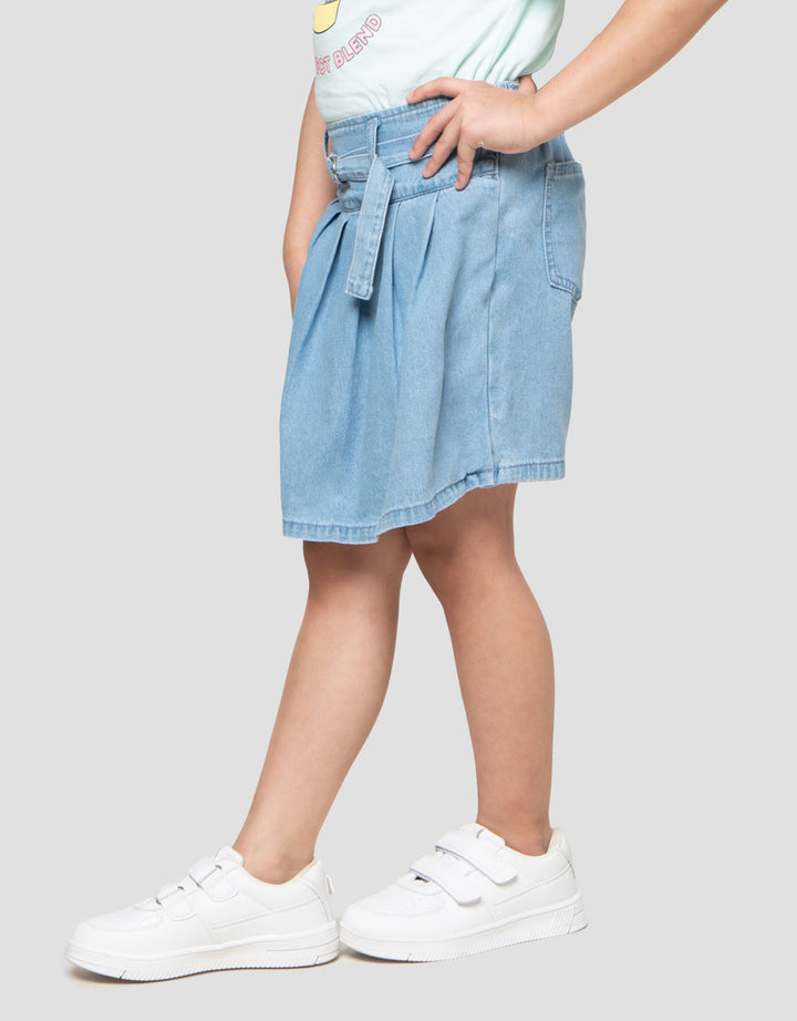 Little M Lipit Rok Celana Denim Anak Perempuan