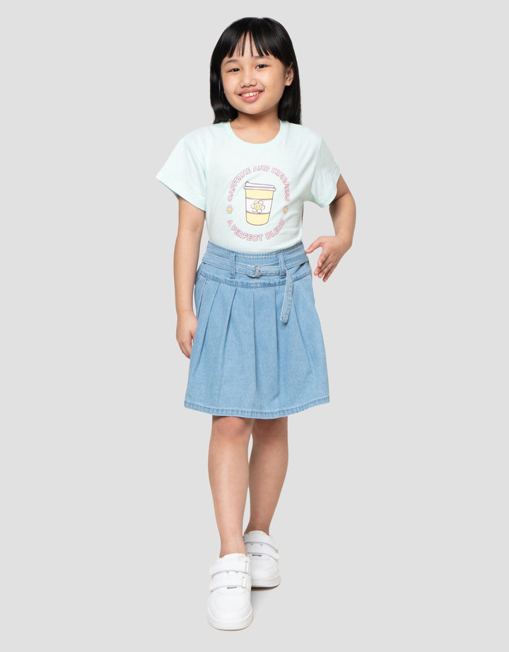 Little M Lipit Rok Celana Denim Anak Perempuan