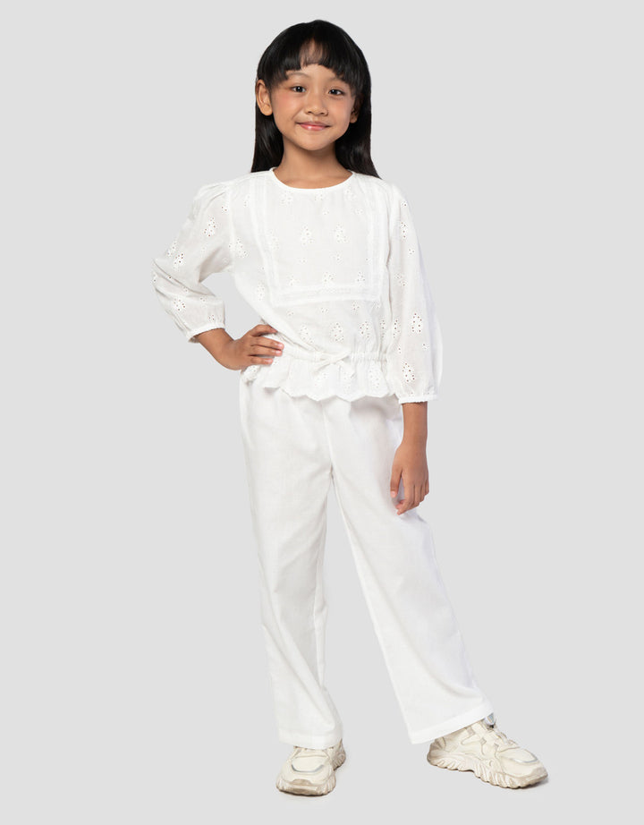 Little M Eyelet Setelen Baju Muslim Anak Perempuan