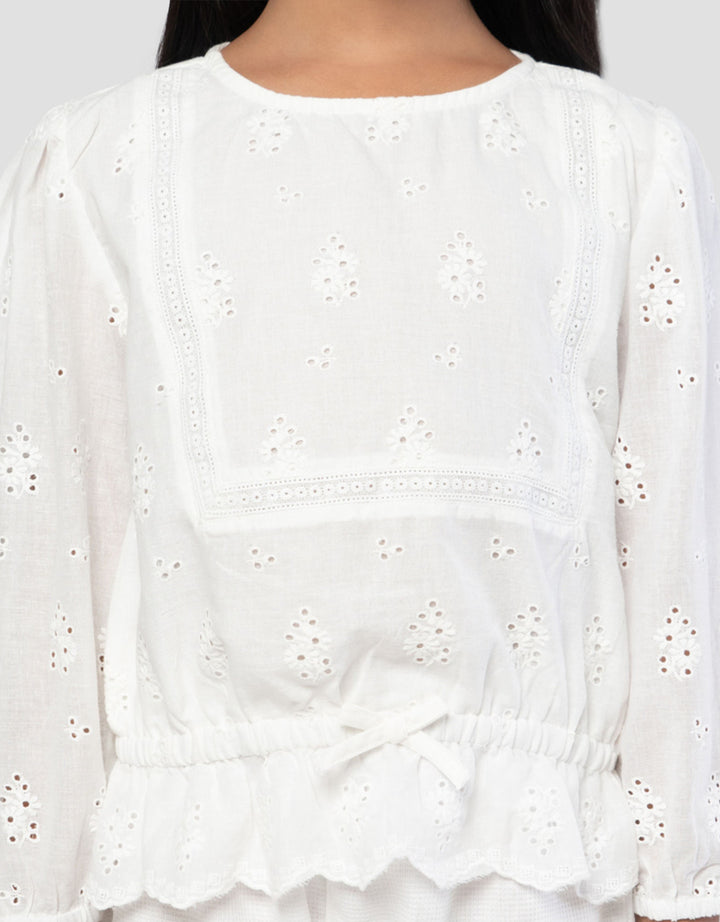 Little M Eyelet Setelen Baju Muslim Anak Perempuan