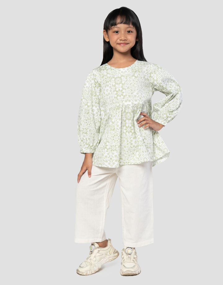 Little M Motif Aop Mozaik Setelen Baju Muslim Anak Perempuan