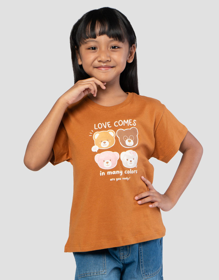 Little M Print Love Comes In Many Color Kaos Anak Perempuan