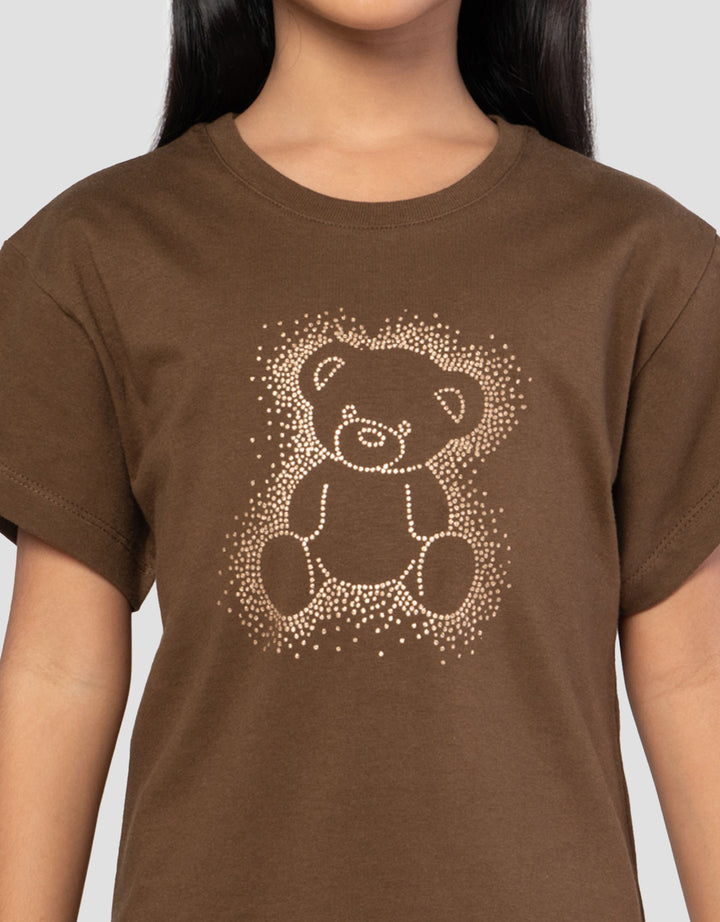 Little M Print Bear Siluet Foil Kibe Kaos Anak Perempuan