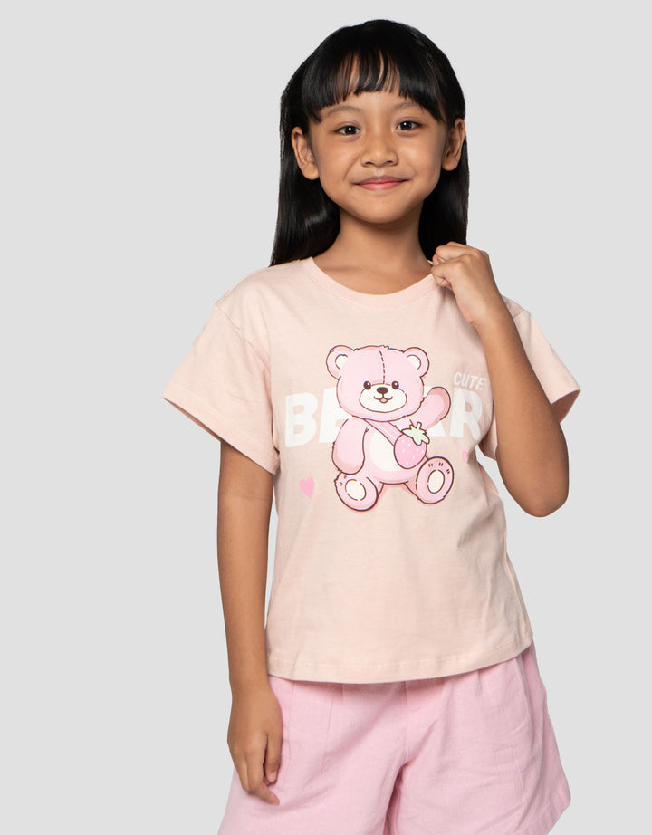 Little M Print Bear Kaos Anak Perempuan