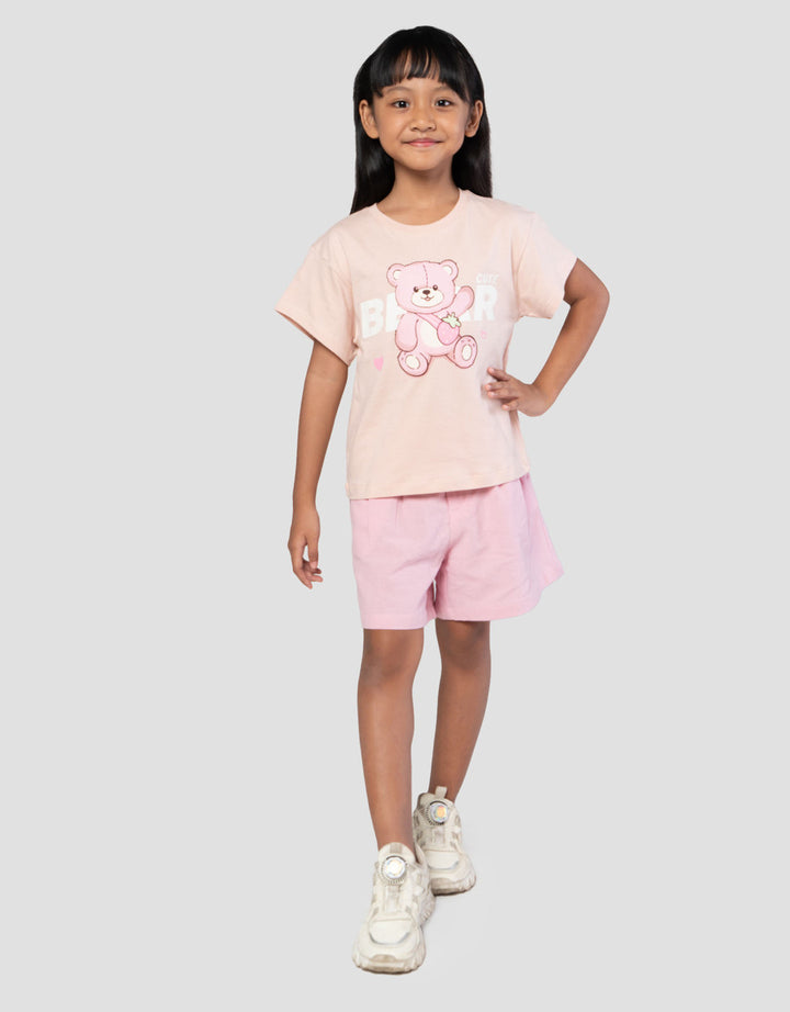 Little M Print Bear Kaos Anak Perempuan