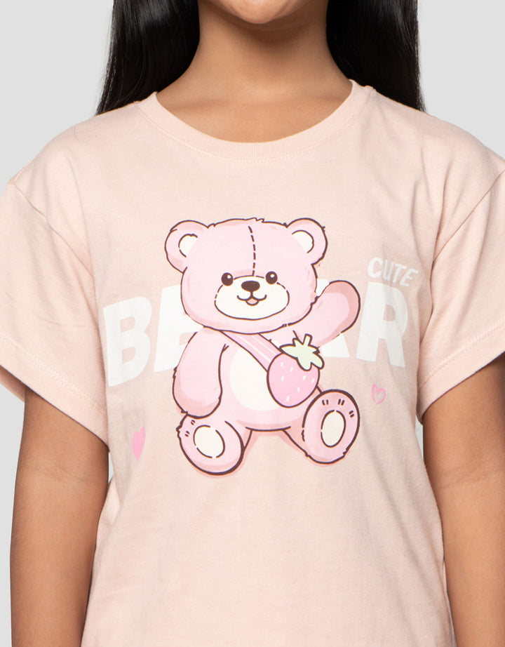 Little M Print Bear Kaos Anak Perempuan