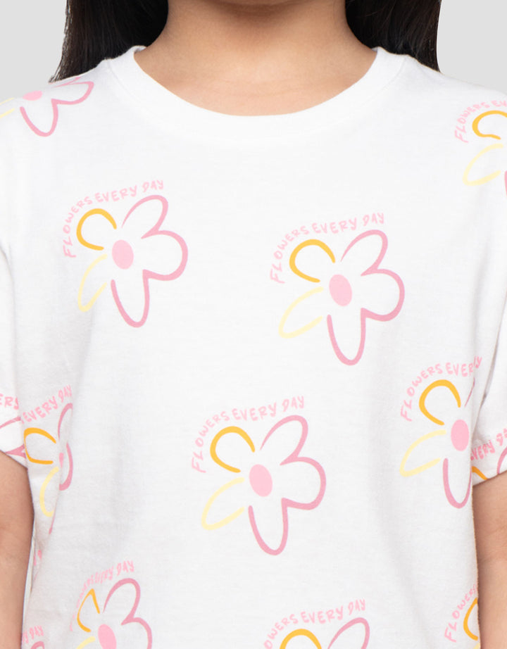 Little M Aop Flower Kaos Anak Perempuan