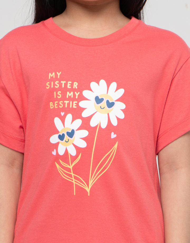 Little M Flower My Bestie Kaos Anak Perempuan