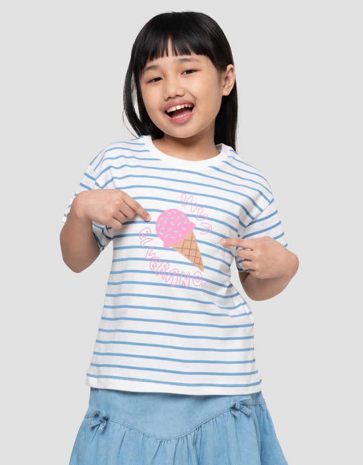 Little M Stripe Ice Kaos Anak Perempuan