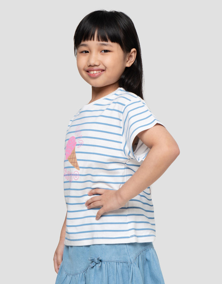 Little M Stripe Ice Kaos Anak Perempuan