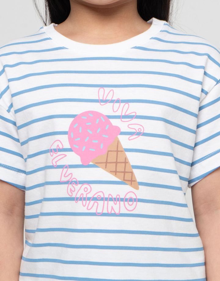 Little M Stripe Ice Kaos Anak Perempuan