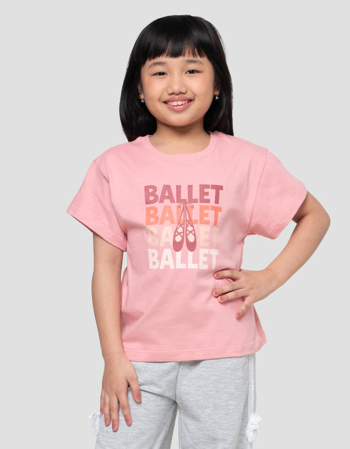 Little M Print Ballet Kaos Anak Perempuan