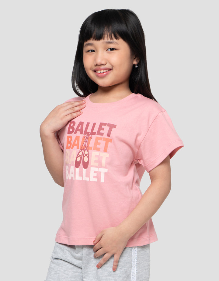 Little M Print Ballet Kaos Anak Perempuan