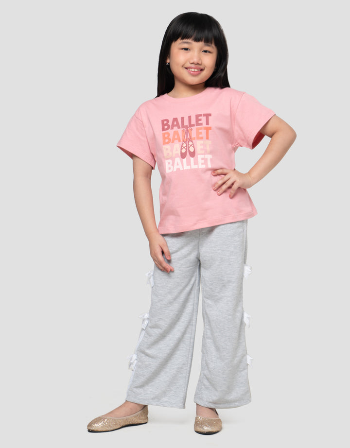 Little M Print Ballet Kaos Anak Perempuan