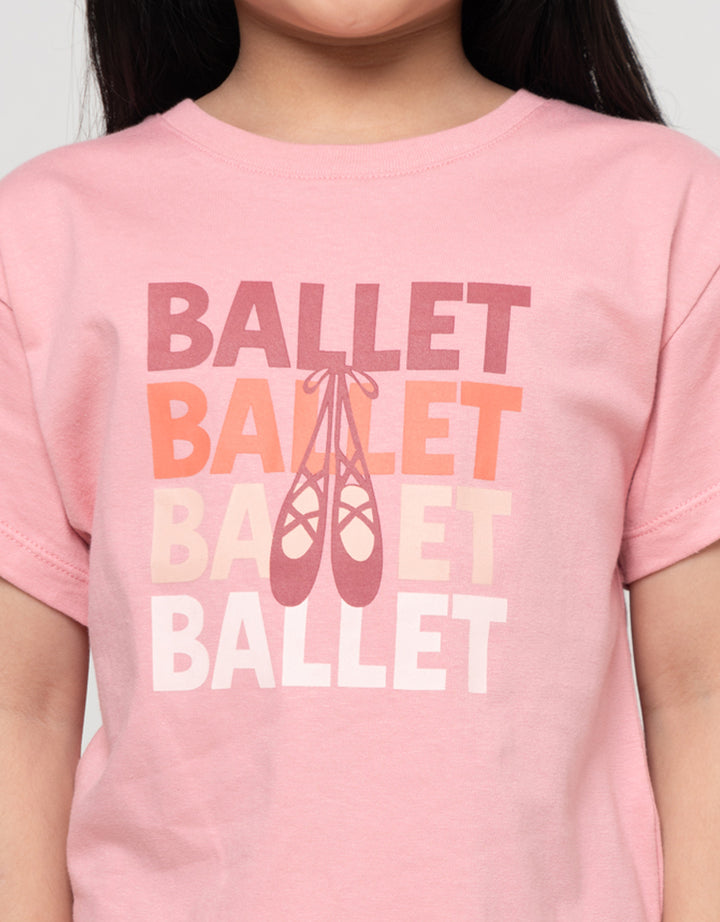 Little M Print Ballet Kaos Anak Perempuan