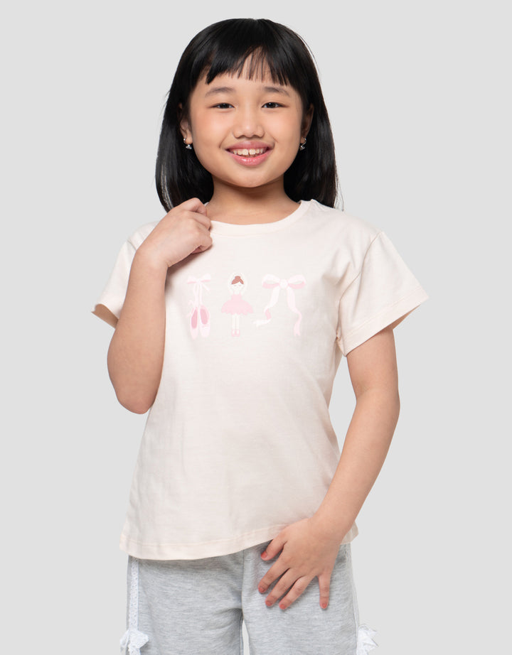 Little M Print Ballet  Kaos Anak Perempuan