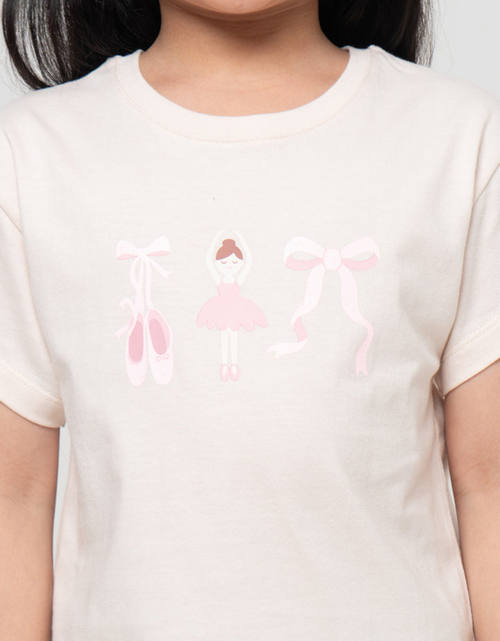 Little M Print Ballet  Kaos Anak Perempuan