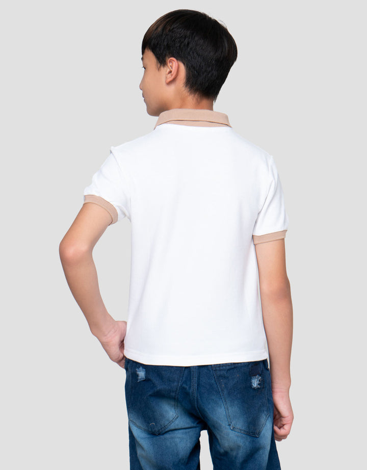 Disney Mickey White Print Kaos Polo Anak Laki-laki