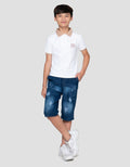 Disney Mickey White Print Kaos Polo Anak Laki-laki