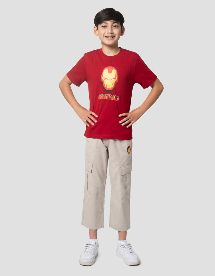 Marvel Ironman Head Back Print Kaos Anak Laki-laki