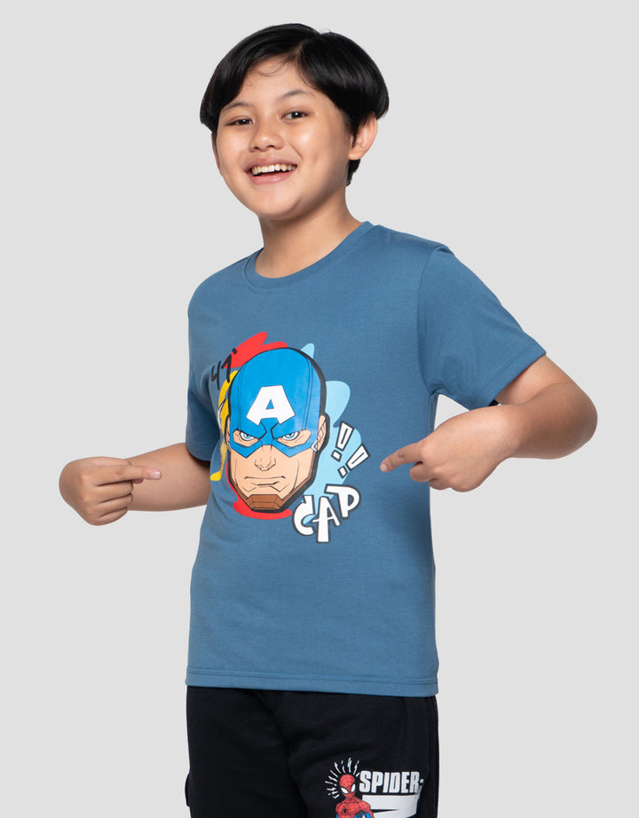 Marvel Skater Capt Face Print Kaos Anak Laki-laki
