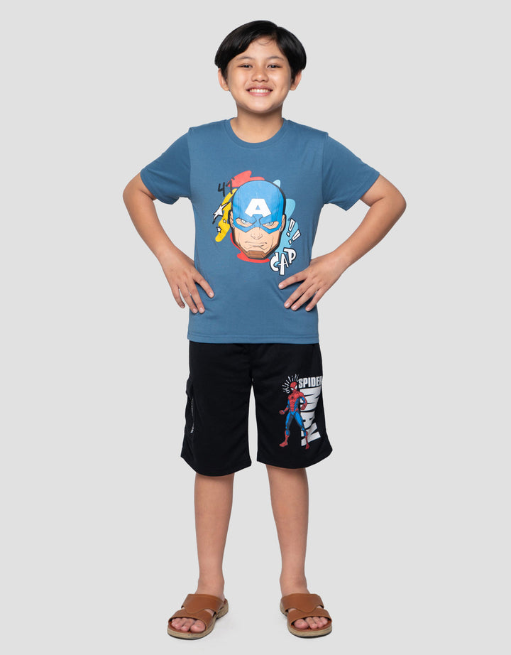 Marvel Skater Capt Face Print Kaos Anak Laki-laki