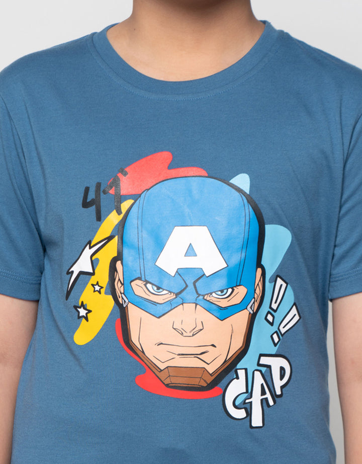 Marvel Skater Capt Face Print Kaos Anak Laki-laki