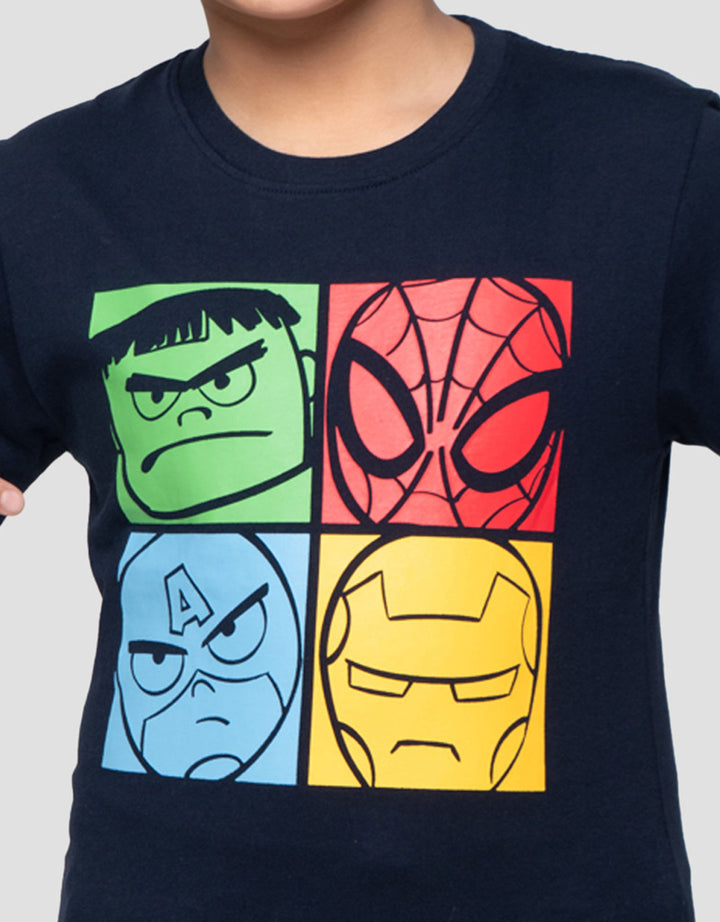 Marvel Skater Teams Face Print Kaos Anak Laki-laki