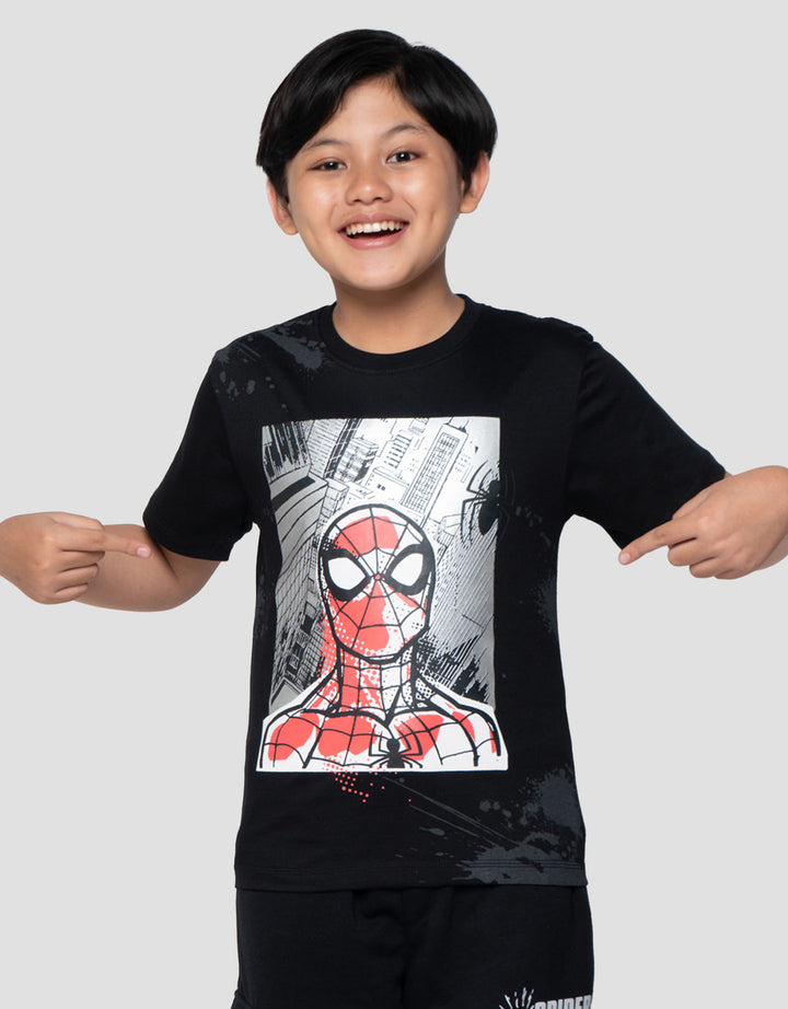 Marvel Spiderman Head Splash Print Kaos Anak Laki-laki